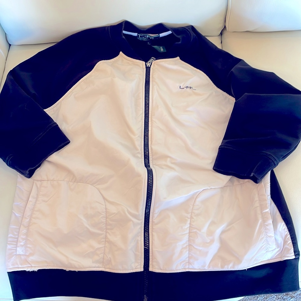 Ralph Lauren workout bundle two-toned bomber jacket w matching black tank! EUC!